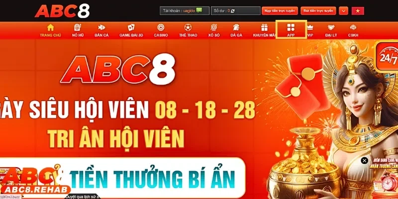 Người chơi chọn vào mục app để lấy link tải ứng dụng 