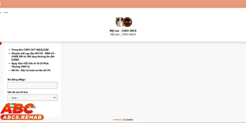 Liện Hệ abc8 2 Liên hệ với nhà cái thông qua hình thức chat trực tuyến