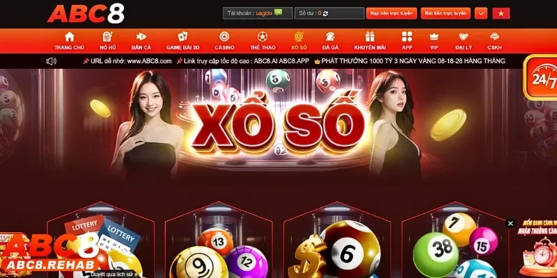 Thành viên chọn vào mục xổ số để vào sảnh chơi